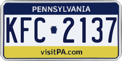 PA license plate KFC2137