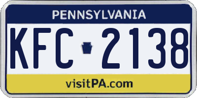 PA license plate KFC2138