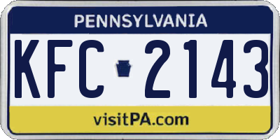 PA license plate KFC2143