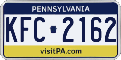 PA license plate KFC2162