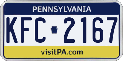 PA license plate KFC2167