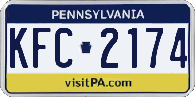 PA license plate KFC2174