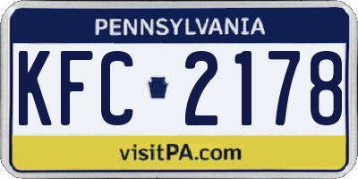 PA license plate KFC2178