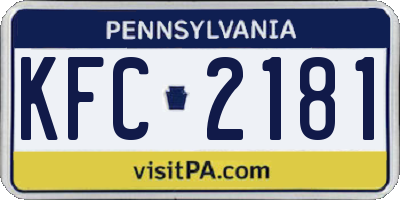 PA license plate KFC2181