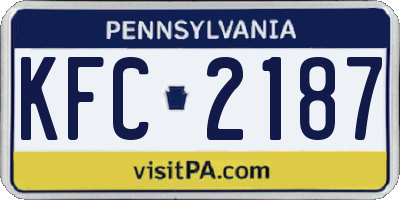 PA license plate KFC2187