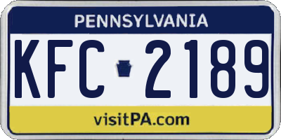 PA license plate KFC2189