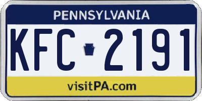 PA license plate KFC2191