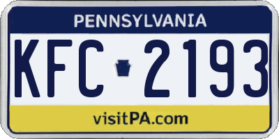 PA license plate KFC2193