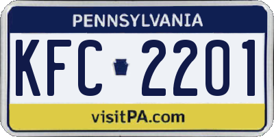 PA license plate KFC2201