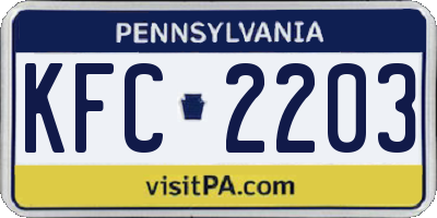PA license plate KFC2203