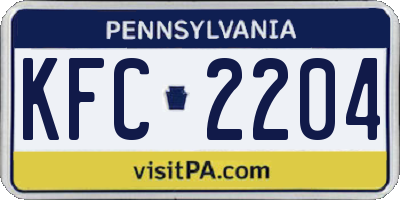 PA license plate KFC2204