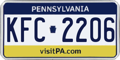 PA license plate KFC2206