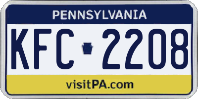PA license plate KFC2208