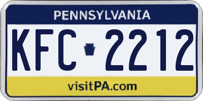 PA license plate KFC2212