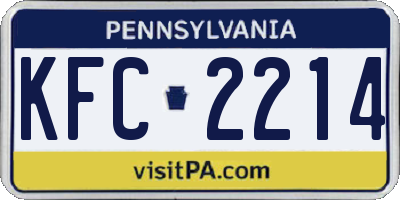 PA license plate KFC2214