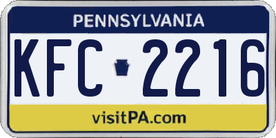PA license plate KFC2216