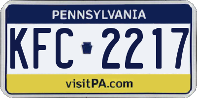 PA license plate KFC2217