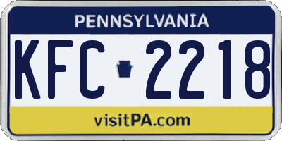 PA license plate KFC2218