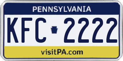 PA license plate KFC2222