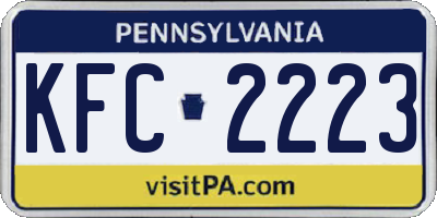 PA license plate KFC2223