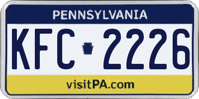 PA license plate KFC2226