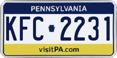PA license plate KFC2231