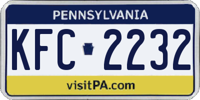 PA license plate KFC2232