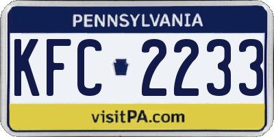 PA license plate KFC2233
