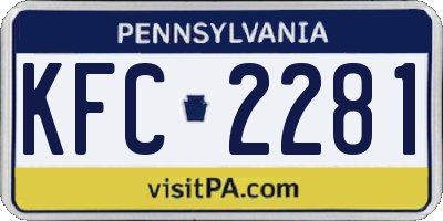 PA license plate KFC2281