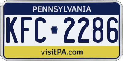 PA license plate KFC2286
