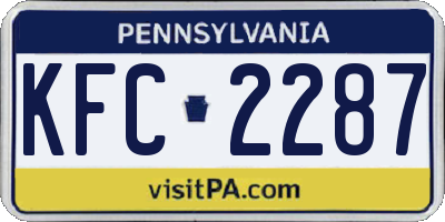 PA license plate KFC2287