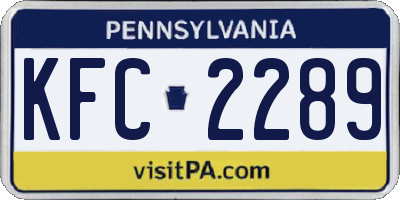 PA license plate KFC2289