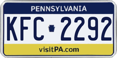 PA license plate KFC2292