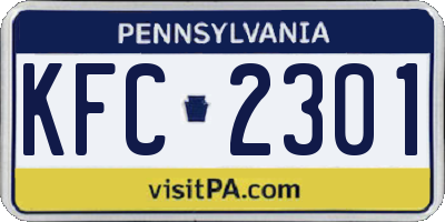 PA license plate KFC2301