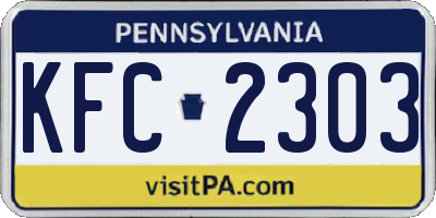 PA license plate KFC2303