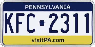 PA license plate KFC2311