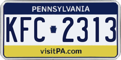 PA license plate KFC2313