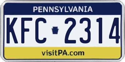 PA license plate KFC2314