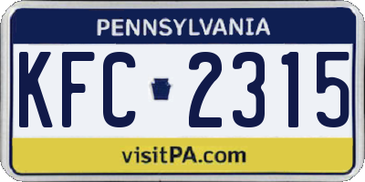 PA license plate KFC2315