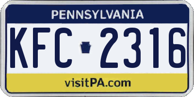 PA license plate KFC2316