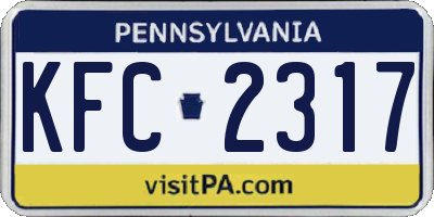 PA license plate KFC2317