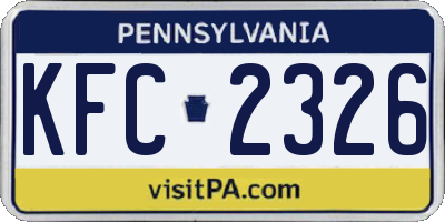 PA license plate KFC2326