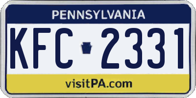 PA license plate KFC2331