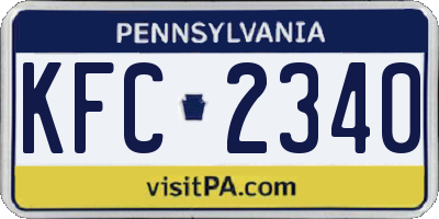 PA license plate KFC2340