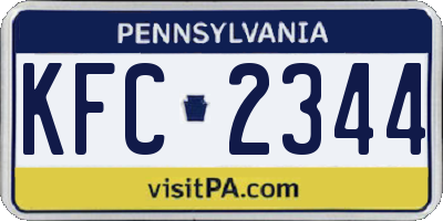 PA license plate KFC2344
