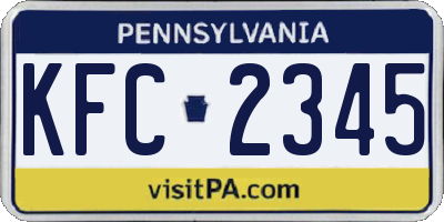 PA license plate KFC2345