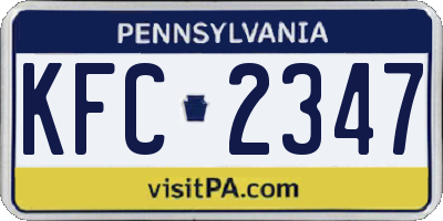 PA license plate KFC2347