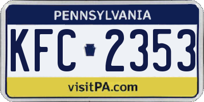 PA license plate KFC2353