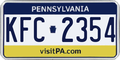 PA license plate KFC2354