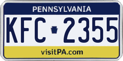 PA license plate KFC2355